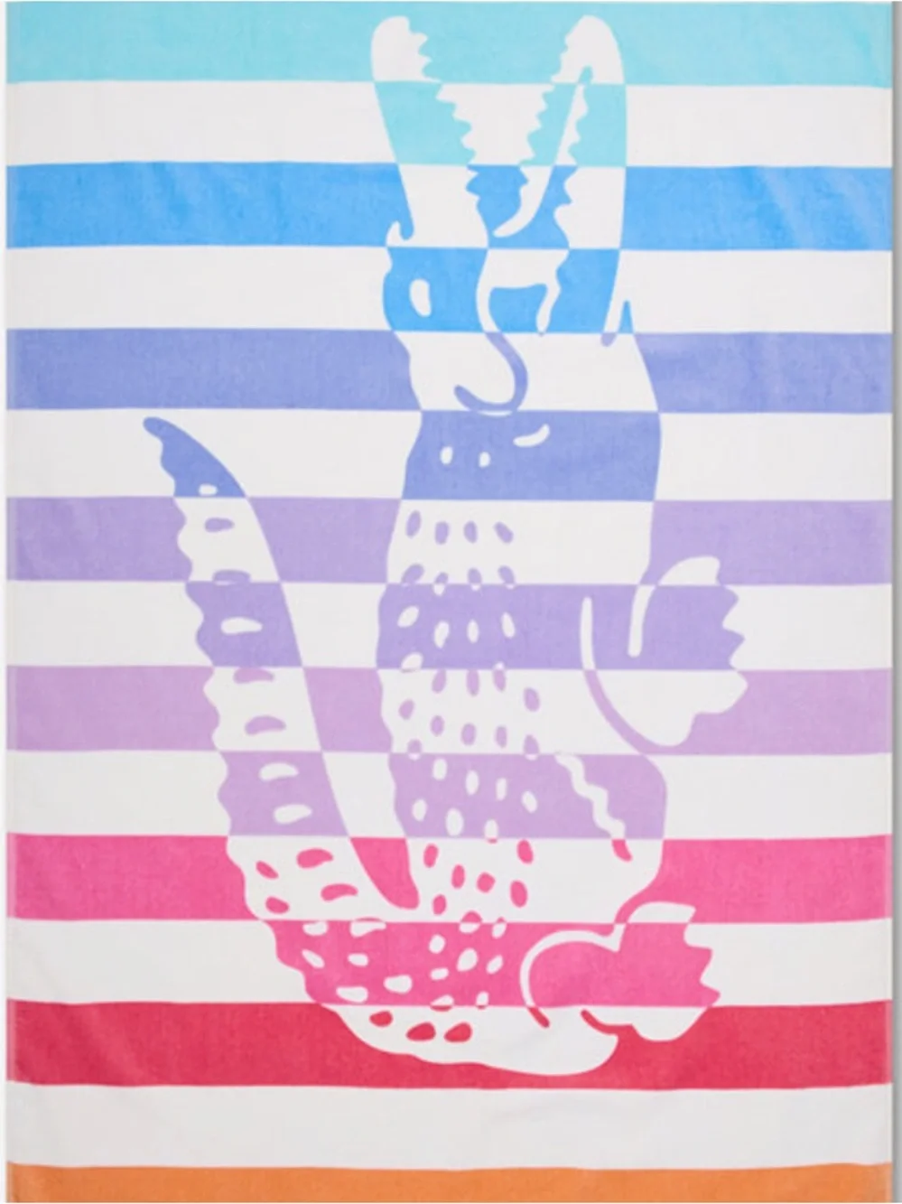 Lacoste Striped Crocodile Print Cotton Beach Towel-36